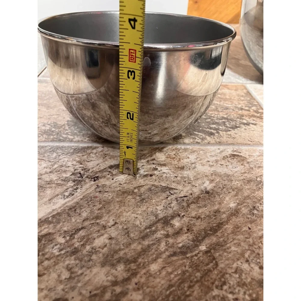 3 Piece Stainless Steel Nesting Mixing Bowl Set Polished Silver Kitchen Prep